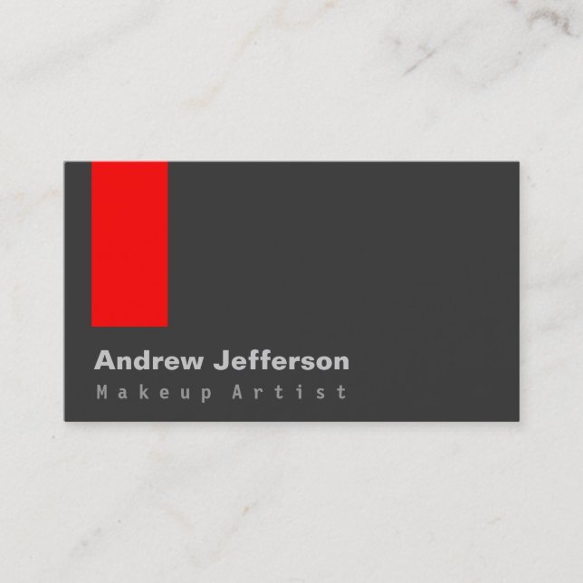 Grey Red Professional Makeup Artist Business Card (Front)