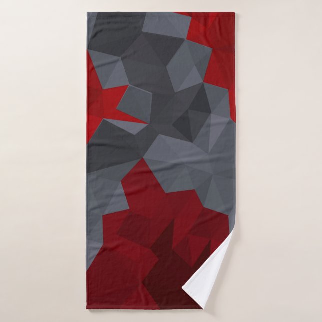 Grey, red randomly arranged triangles. bath towel set (Bath Towel)