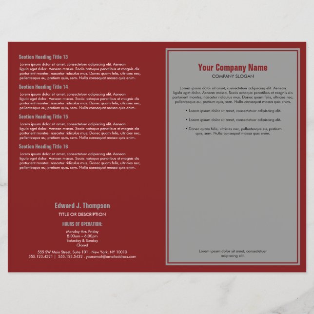 Grey Red Simple Border Brochure (Front)