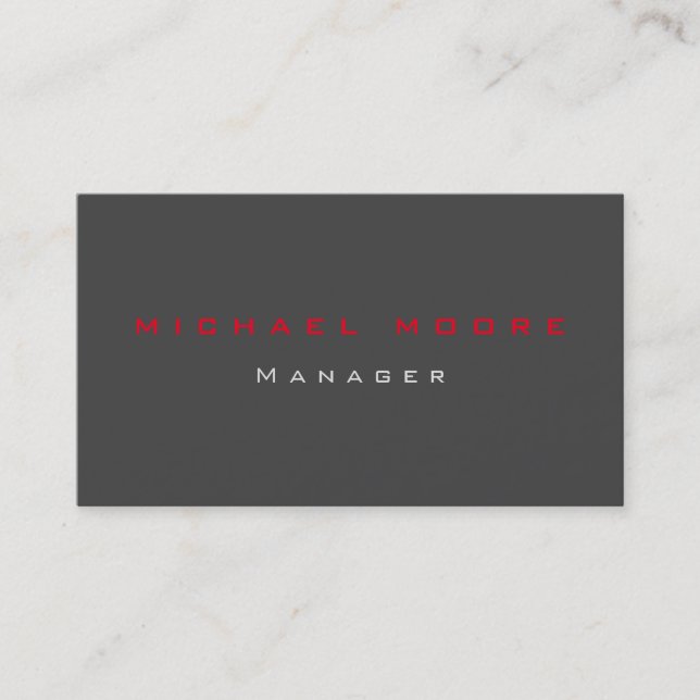Grey red standard exclusive unique private business card (Front)