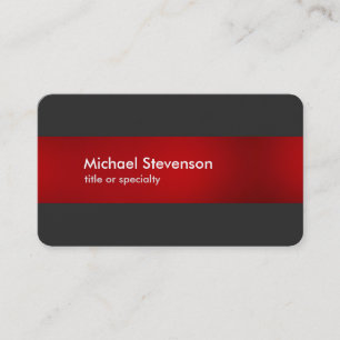 Grey Red Striped Modern Round Corner Business Card