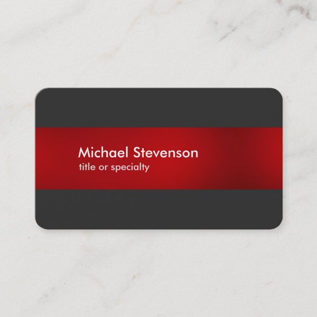 Grey Red Striped Modern Round Corner Business Card (Front)