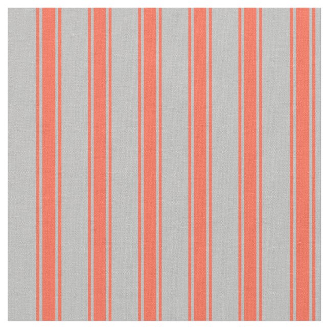 Grey & Red Stripes/Lines Pattern Fabric (Close Up)