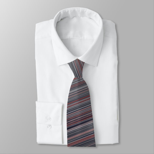 Grey & Red Stripes Tie (Tied)