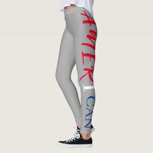 Grey Red White Blue Black Woman African America Le Leggings (Left)
