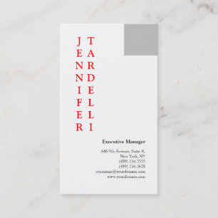 Grey Red White Minimalist Modern Professional Business Card