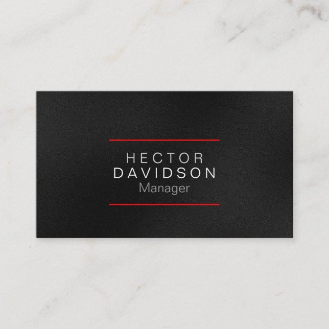 Grey Red White Simple Modern Business Card (Front)