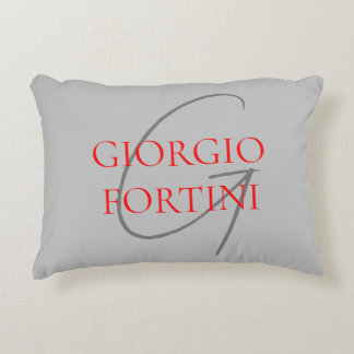 Grey Red Your Name Initial Monogram Modern Decorative Cushion