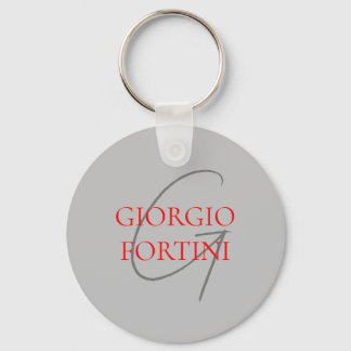 Grey Red Your Name Initial Monogram Modern Key Ring