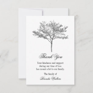 Grey Redbud Tree Funeral Thank You Card
