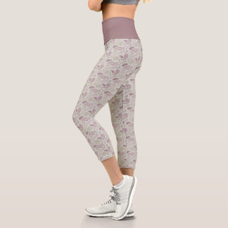 Grey-Redwood Paisley Pattern High Waisted Capris