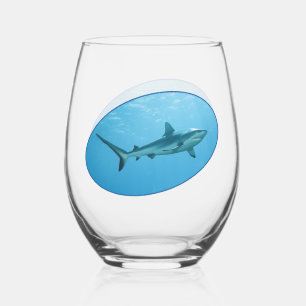Grey Reefshark, Yap Island - Photographic design Stemless Wine Glass