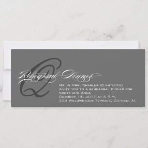 Grey Rehearsal Dinner Invitation Monogram Q