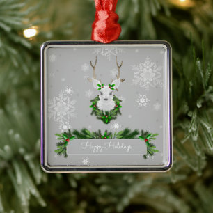 Grey Reindeer Ceramic Ornament