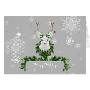 Grey Reindeer Greeting Card