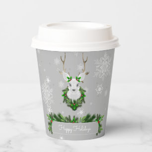Grey Reindeer Paper Cup