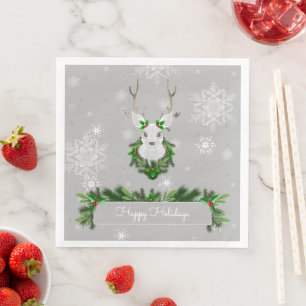 Grey Reindeer Paper Napkin