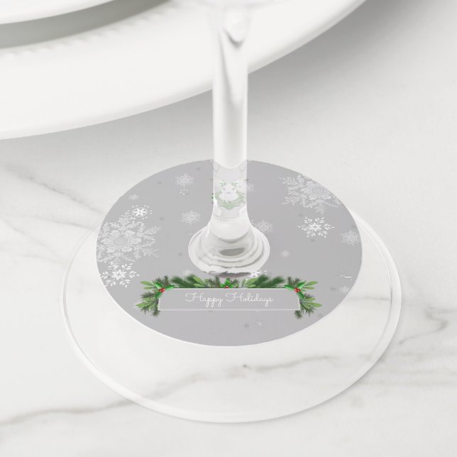 Grey Reindeer Wine Glass Tags (Close Up)