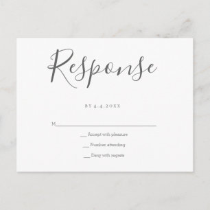 Grey response wedding rsvp postcards