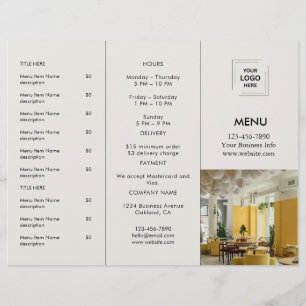 Grey Restaurant Photo Logo Takeout Menu Design