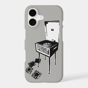 Grey Retro Record Player iPhone 7 Case