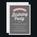 GREY RETRO TYPOGRAPHY | BIRTHDAY PARTY INVITATION<br><div class="desc">GREY RETRO TYPOGRAPHY | BIRTHDAY PARTY INVITATION 
 Vintage inspired birthday party invitation featuring retro typography. Other colours and similar items can be found in my store.</div>