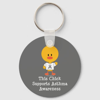 Grey Ribbon Asthma Awareness Chick Keychain