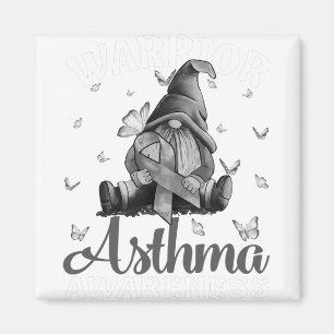 Grey Ribbon Asthma Awareness Warrior Butterfly Magnet