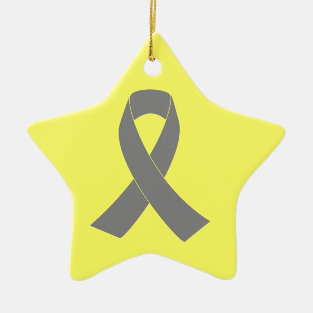 Grey Ribbon Awareness - Zombie, Brain Cancer Ceramic Tree Decoration (Front)