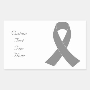 Grey Ribbon Awareness - Zombie, Brain Cancer Rectangular Sticker