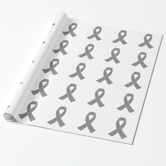 Grey Ribbon Awareness - Zombie, Brain Cancer Wrapping Paper (Unrolled)