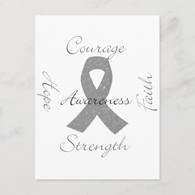 Grey ribbon brain cancer awareness postcard (Front)