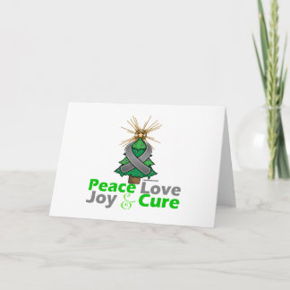 Grey Ribbon Christmas Peace Love, Joy & Cure Holiday Card