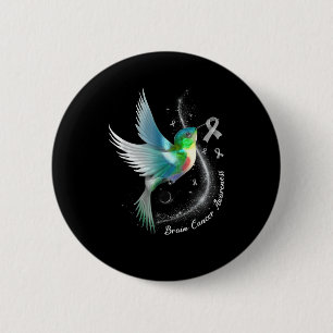 Grey Ribbon Hummingbird Brain Cancer Awareness Mon 6 Cm Round Badge