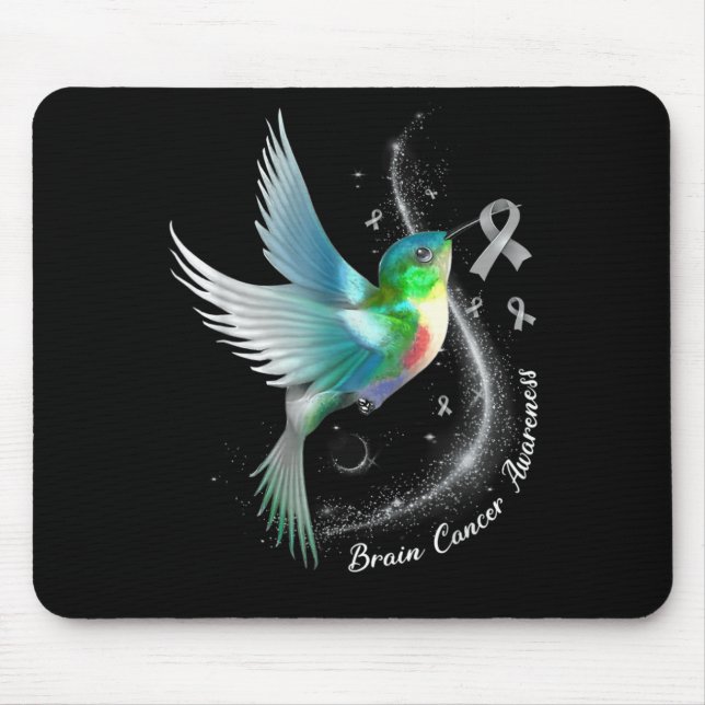 Grey Ribbon Hummingbird Brain Cancer Awareness Mon Mouse Mat (Front)