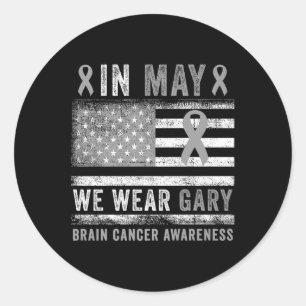 Grey Ribbon May Brain Cancer Awareness For Men Wom Classic Round Sticker