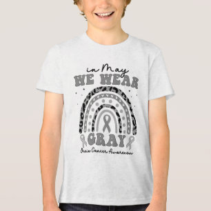 Grey Ribbon May Brain Cancer Awareness For Men Wom Tri-Blend Shirt