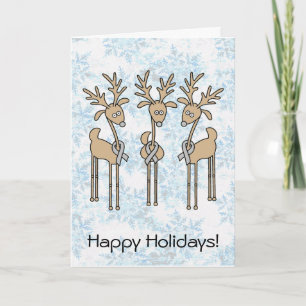 Grey Ribbon Reindeer - Brain Cancer/Brain Tumour Holiday Card