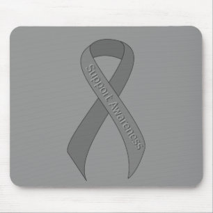Grey Ribbon Support Awareness Mouse Mat