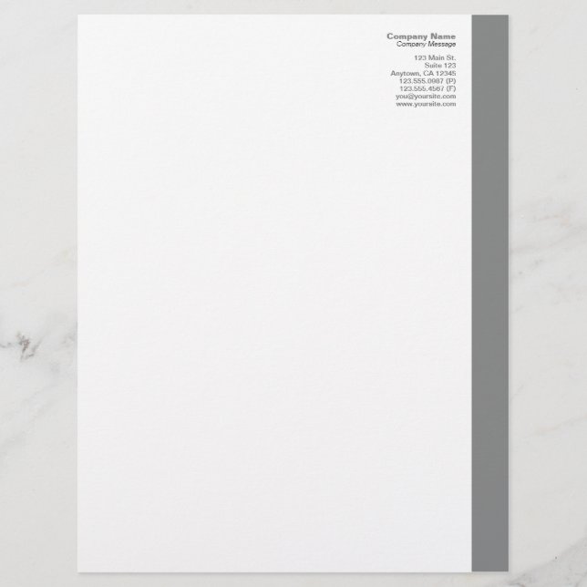 Grey Right Sidebar Letterhead (Front)