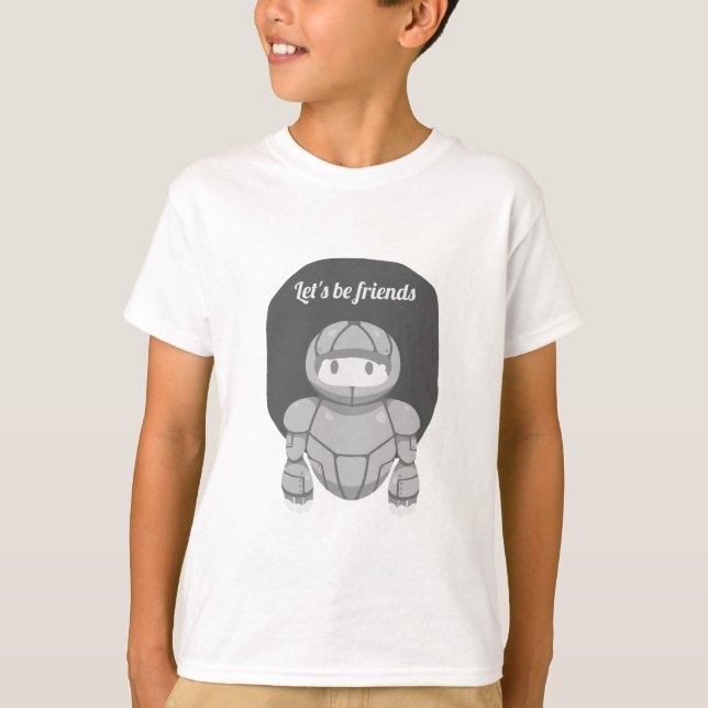Grey robot on grey is friendly T-Shirt (Front)