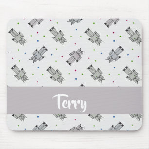 Grey robots pattern mouse mat
