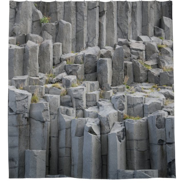 Grey rock formation shower curtain (Front)