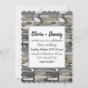 Grey Rock Stone Pattern Wedding Invitation