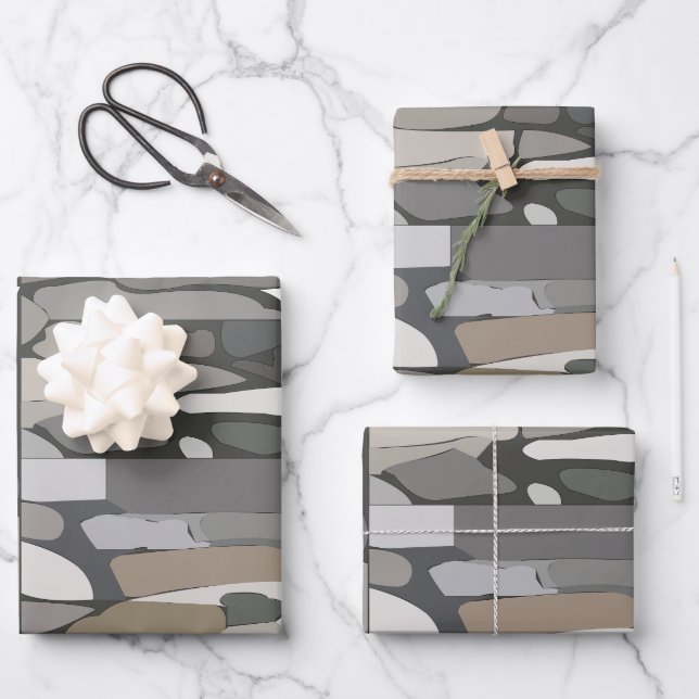 Grey Rock Stone Pattern Wrapping Paper Sheet (Front)