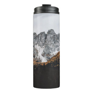 GREY ROCKY MOUNTAIN WITH TREES BELOW DAYTIME THERMAL TUMBLER