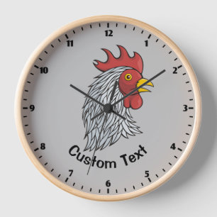 Grey Rooster's Head Clock