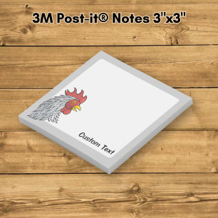 Grey Rooster's Head Post-it Notes