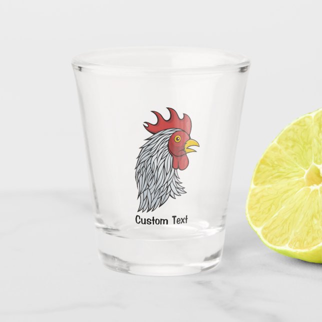 Grey Rooster's Head Shot Glass (Front)
