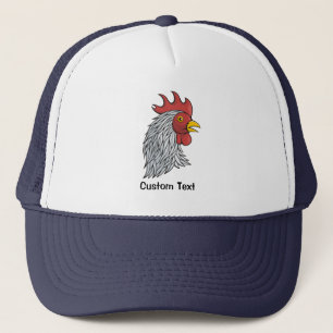 Grey Rooster's Head Trucker Hat